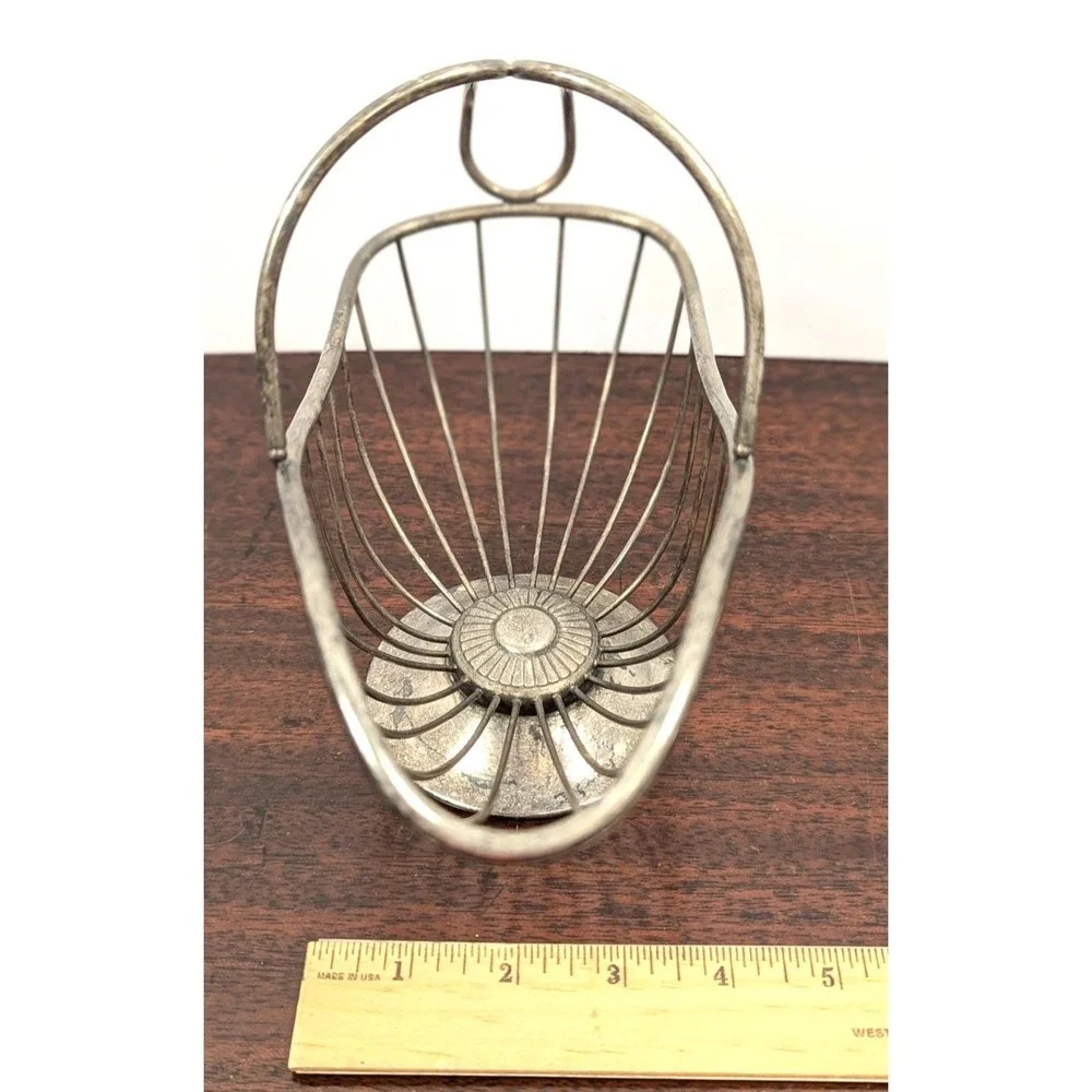 Vintage French Style Silver Tone Wire Wine Bottle Carrier Holder Basket Pedestal